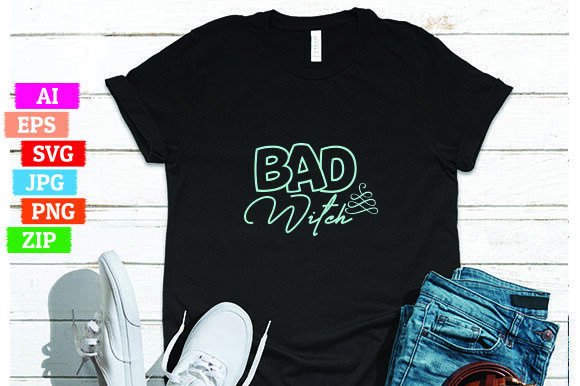 Bad Witch: A Versatile and High-Quality T-Shirt Design for Print on Demand Businesses