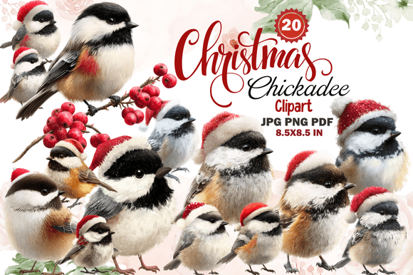 Christmas Chickadee Clipart