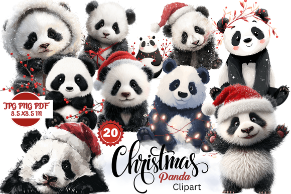 Christmas Panda Clipart