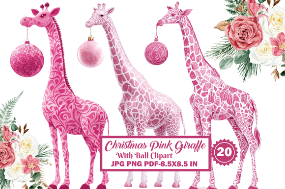Christmas Pink Giraffe with Ball Clipart: A Strategic Addition to Your Creative Toolkit