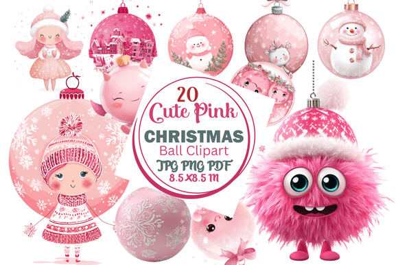 Cute Pink Christmas Ball Clipart