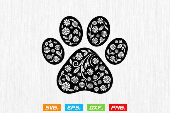 Floral Dog Paw SVG