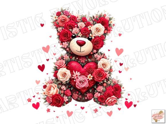 Floral Valentine’s Day Teddy Bear Png: A Versatile Design for Every Occasion