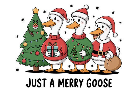 Just a Merry Goose PNG, Cute Christmas: A Strategic Asset for Creative Projects