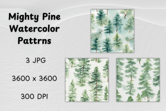 Mighty Pine Watercolor Seamless Patterns for Creative Projects