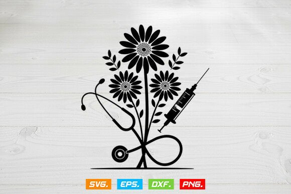 Nurse Svg, Stethoscope Floral SVG