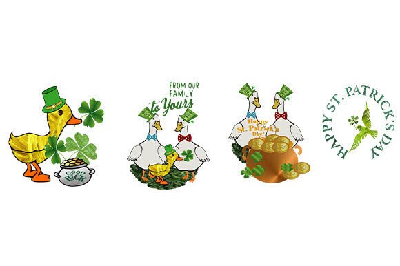 Set 2 St. Patrick’s Day Set of 4 Birds: A Versatile and Adorable Clipart Collection