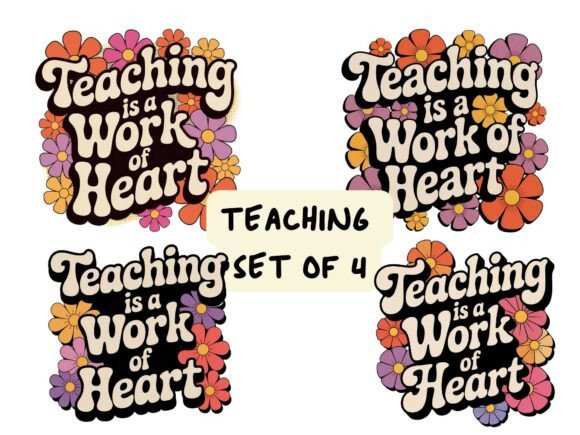 Teaching is a Work of Heart PNG Set of 4
