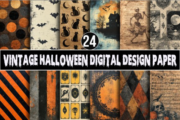 Vintage Halloween Digital Design Paper