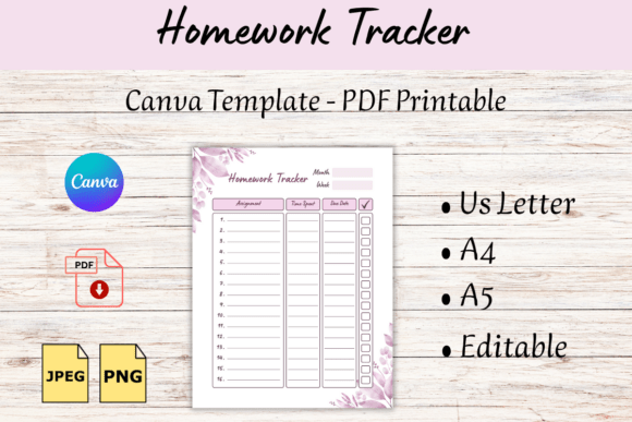 Watercolor Magenta Leaf Homework Tracker: A Creative Solution for Student Success