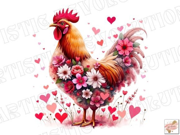 Western Floral Chicken Valentine Png: A Unique Twist on Romantic Design