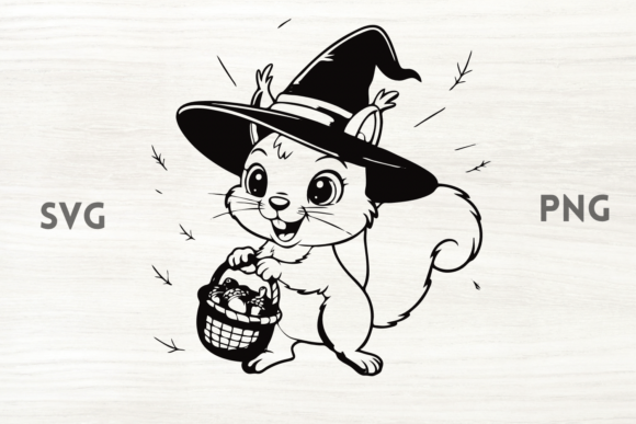 Witchy Fall Squirrel: A Spooky Design for Halloween Crafts